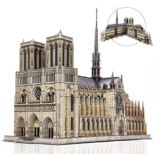 CubicFun 3D Puzzle for Adults Moveable Notre Dame de Paris Church Model Kits Large Challenge French Cathedral Brain Teaser Architecture Building Puzzles, 293 Pieces by CubicFun