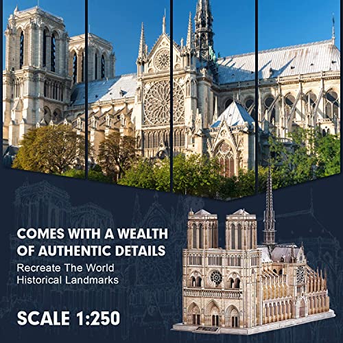CubicFun 3D Puzzle for Adults Moveable Notre Dame de Paris Church Model Kits Large Challenge French Cathedral Brain Teaser Architecture Building Puzzles, 293 Pieces by CubicFun