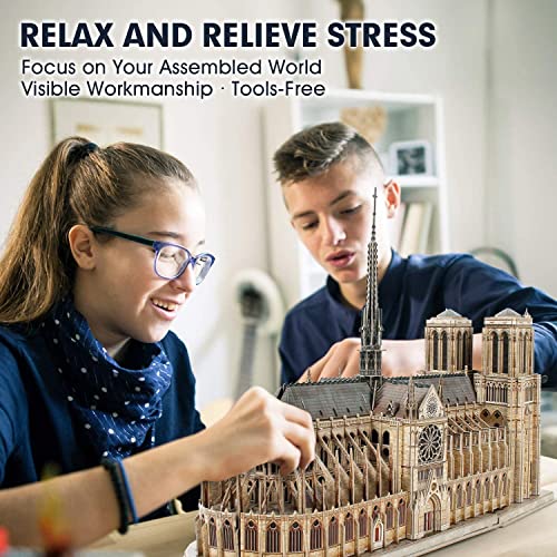 CubicFun 3D Puzzle for Adults Moveable Notre Dame de Paris Church Model Kits Large Challenge French Cathedral Brain Teaser Architecture Building Puzzles, 293 Pieces by CubicFun