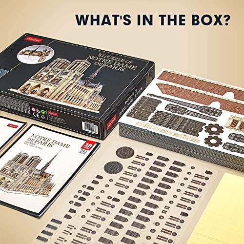 CubicFun 3D Puzzle for Adults Moveable Notre Dame de Paris Church Model Kits Large Challenge French Cathedral Brain Teaser Architecture Building Puzzles, 293 Pieces by CubicFun