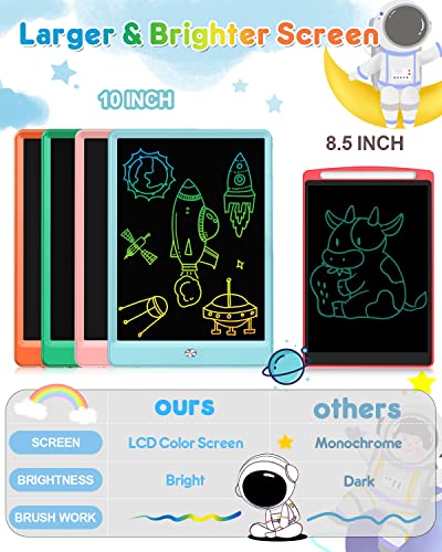 FLUESTON LCD Writing Tablet Doodle Board, Toys for 3 4 5 6 7 8 Year Old Girls Boys, Drawing Pad for Kids, 10 Inch Colorful Electronic Board Drawing Tablet Gifts for Toddler Educational Learning Travel by FLUESTON