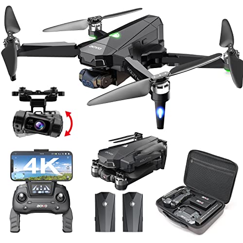 aovo Drone with 4K Camera for Adults,2-Axis Gimbal Quadcopter with EIS Anti-Shake,Beginner Drone with 2 Batteries 56Mins Flight Time,5G FPV Video Brushless Motor,GPS Auto Return Home,Follow Me Mode by aovo
