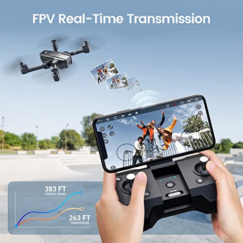Holy Stone HS440 Foldable FPV Drone with 1080P WiFi Camera for Adults and Kids; Voice and Gesture Control RC Quadcopter with 2 Batteries for 40 Min flight, Auto Hover, Gravity Sensor, Carrying Case by Holy Stone