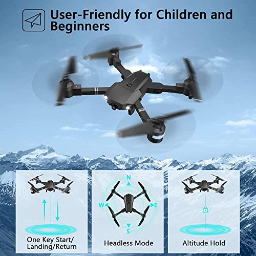LGDSY Foldable Drone for Adults Beginners, Mini Drone for Kids, FPV RC Quadcopter 30 Min Long Flight Time in 3 Batteries, 3D Flip, Outdoor Carrying Case, Gift for Girls/Boys/Teens 1 (BLACK) from zhangyu