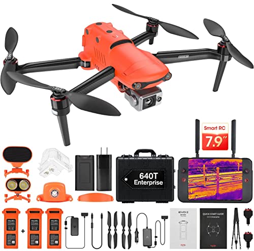 Autel Robotics EVO II Dual 640T Enterprise Bundle, 640*512@30 fps Thermal Imaging Sensorï¼8K 48MP Visual Camera, Multiple Temperature Measurement Modes, 10 Color Schemes, 1-16x Zoom, 360Â° Obstacle Avoidance, 42Mins Flight Time, ADS-B Receiver&Data Encrypti