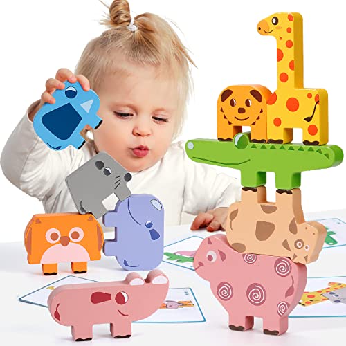 Montessori Toys for 2 3 4 Year Old Girl Gifts, Wooden Building Toys Blocks for Toddler Girl Toys Age 2-4-6 Board Games for Kids Educational Toys for 3 4 5 6 Year Old Boy Easter Gifts by Bambilo