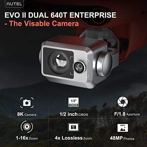 Autel Robotics EVO II Dual 640T Enterprise Bundle, 640*512@30 fps Thermal Imaging Sensorï¼8K 48MP Visual Camera, Multiple Temperature Measurement Modes, 10 Color Schemes, 1-16x Zoom, 360Â° Obstacle Avoidance, 42Mins Flight Time, ADS-B Receiver&Data Encrypti