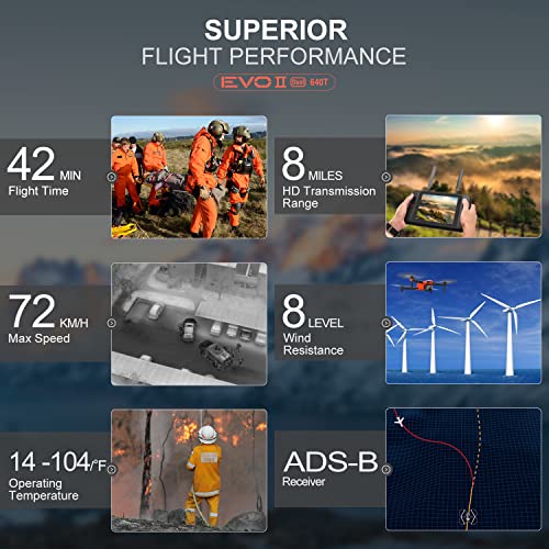 Autel Robotics EVO II Dual 640T Enterprise Bundle, 640*512@30 fps Thermal Imaging Sensorï¼8K 48MP Visual Camera, Multiple Temperature Measurement Modes, 10 Color Schemes, 1-16x Zoom, 360Â° Obstacle Avoidance, 42Mins Flight Time, ADS-B Receiver&Data Encrypti