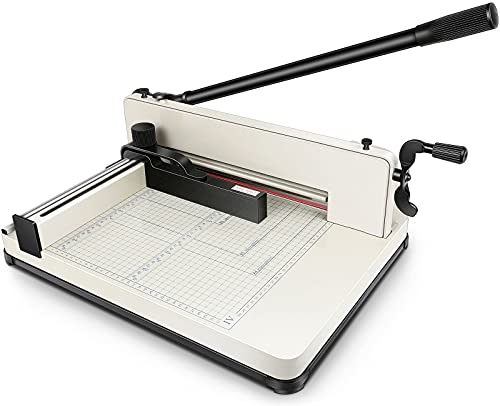 Heavy Duty Paper Cutter,17 inch Guillotine Paper Cutter, Cortadora de Papel 500 Sheets Papers,Guillotine Paper Scrap Slicer Trimmer for Cardstock Cards Leather with Metal Base for Office Home School by Olenyer