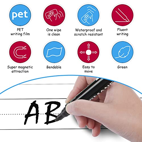 12 Pack Magnetic Sentence Strips for Teachers Sentence Strips 12 x 3 Inch Magnetic Dry Erase Sentence Strips Lined Magnetic Strips Reusable Classroom Learning Tool for Office School (White) from Chinco