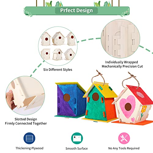 ILHSTY 30 Pack Large Paintable DIY Wooden Bird Houses Kits for Kids, Kids Crafts Wood Houses for Crafts Class Parties Birthday, DIY Crafts and Art Birdhouse Kits for Children to Build and Design by ILHSTY