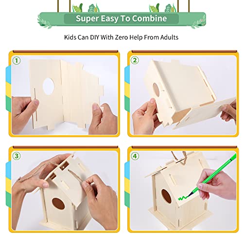 ILHSTY 30 Pack Large Paintable DIY Wooden Bird Houses Kits for Kids, Kids Crafts Wood Houses for Crafts Class Parties Birthday, DIY Crafts and Art Birdhouse Kits for Children to Build and Design by ILHSTY