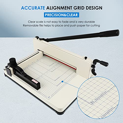 Heavy Duty Paper Cutter,17 inch Guillotine Paper Cutter, Cortadora de Papel 500 Sheets Papers,Guillotine Paper Scrap Slicer Trimmer for Cardstock Cards Leather with Metal Base for Office Home School by Olenyer