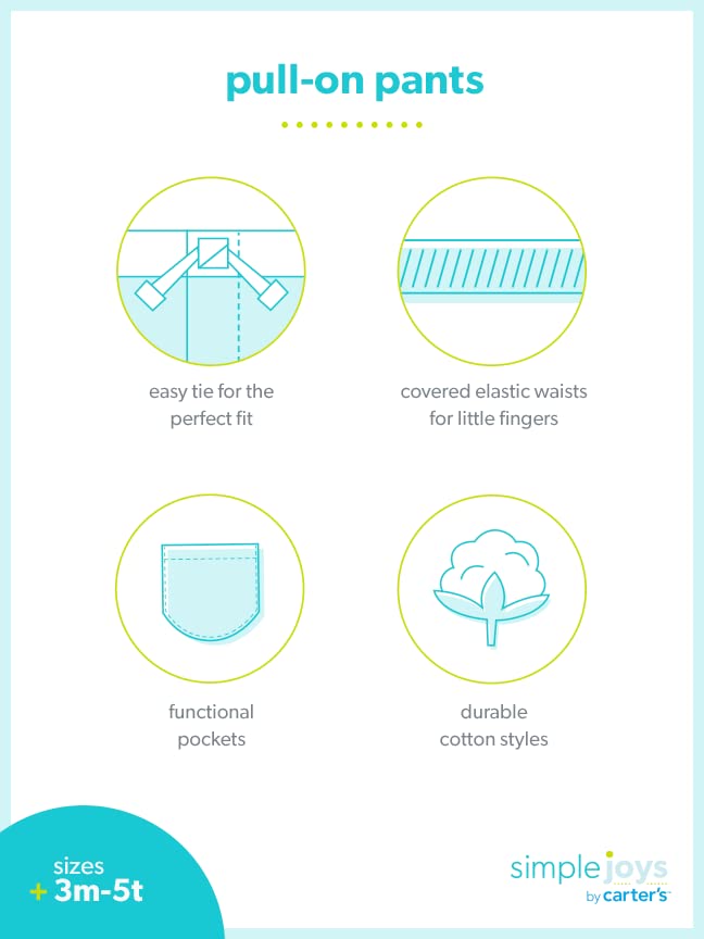 Simple Joys by Carter's Baby Boys' Toddler 2-Pack Pull on Pant, Khaki, Navy, 5T by Carter's Simple Joys - Private Label