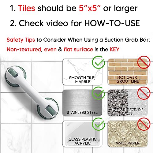 NLAAHCE Shower Handle - 12â Grab Bars for Bathroom, Ultra Grip Dual Locking Safety Suction Cups, Shower Handles for Elderly â Seniors, Disabled, Handicap, Elderly Assistance Product, 2-Count/Pack from NLAAHCE