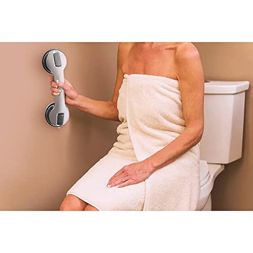 NLAAHCE Shower Handle - 12â Grab Bars for Bathroom, Ultra Grip Dual Locking Safety Suction Cups, Shower Handles for Elderly â Seniors, Disabled, Handicap, Elderly Assistance Product, 2-Count/Pack from NLAAHCE