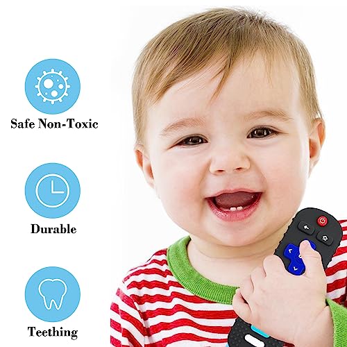 Baby Teether Toys,Teething Toys for Babies 0-18 Months,Remote Control Shape Teething Toys,Freezer BPA Free Baby Silicone Chew Toys (Blue+Deep Blue) by INTATIKOO