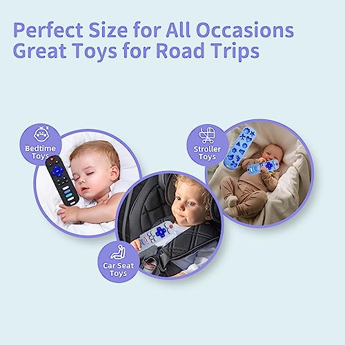 Baby Teether Toys,Teething Toys for Babies 0-18 Months,Remote Control Shape Teething Toys,Freezer BPA Free Baby Silicone Chew Toys (Blue+Deep Blue) by INTATIKOO