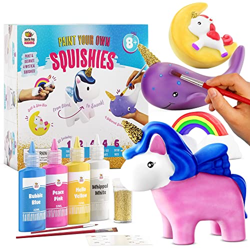 Unicorn Gifts for Girls. Arts & Crafts Paint Your Own Rainbows & Awesomeness Squishies DIY Kit. Gifts for Girls Top Christmas Toys. Includes Large Slow-Rise Squishies (Unicorn Squishy Kit) by Doodle Hog LLC