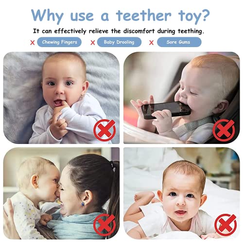 Baby Teether Toys,Teething Toys for Babies 0-18 Months,Remote Control Shape Teething Toys,Freezer BPA Free Baby Silicone Chew Toys (Blue+Deep Blue) by INTATIKOO