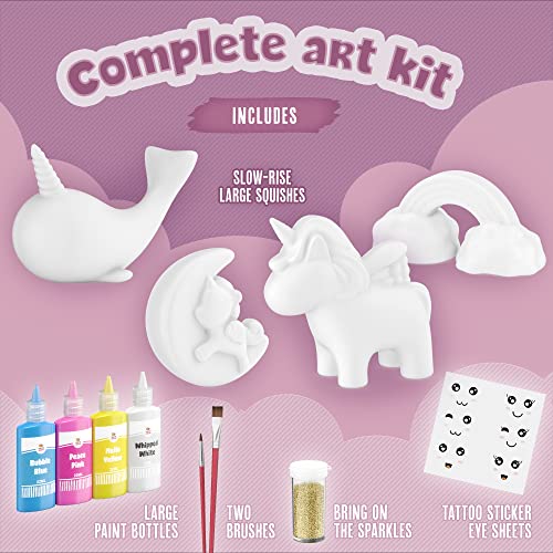 Unicorn Gifts for Girls. Arts & Crafts Paint Your Own Rainbows & Awesomeness Squishies DIY Kit. Gifts for Girls Top Christmas Toys. Includes Large Slow-Rise Squishies (Unicorn Squishy Kit) by Doodle Hog LLC