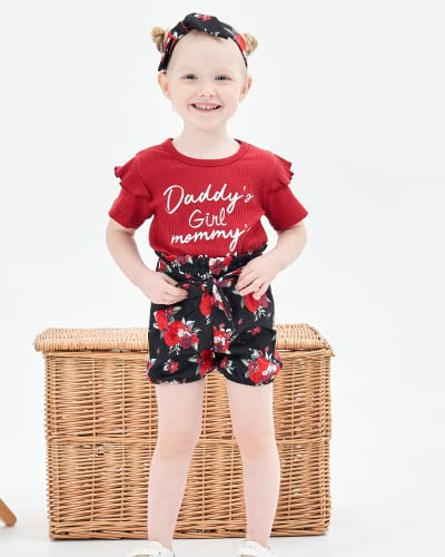 Mikrdoo 2T Girl Clothes Toddler Girl Outfit Cotton Short Sleeve Shirt Shorts Set Little Girl Clothes Baby Girl Outfits 2t/3t Girls Clothes Summer by 