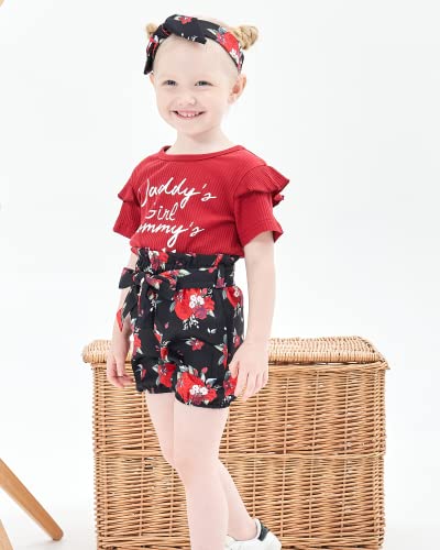 Mikrdoo 2T Girl Clothes Toddler Girl Outfit Cotton Short Sleeve Shirt Shorts Set Little Girl Clothes Baby Girl Outfits 2t/3t Girls Clothes Summer by 