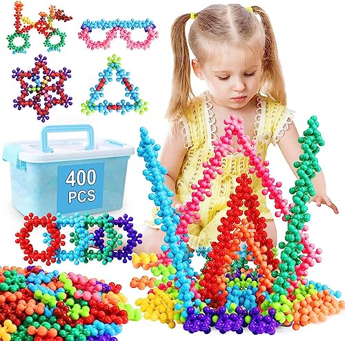 400PCS Building Toys Blocks for Kids Ages 2-8 STEM Toys Educational Interlocking Plastic Connect Block Snowflake Toys, Preschool Manipulatives Disc Sets Christmas Birthday Gift for Boys Girls Aged 2+ by Brociese