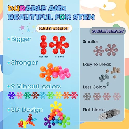 400PCS Building Toys Blocks for Kids Ages 2-8 STEM Toys Educational Interlocking Plastic Connect Block Snowflake Toys, Preschool Manipulatives Disc Sets Christmas Birthday Gift for Boys Girls Aged 2+ by Brociese