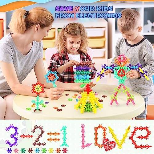 400PCS Building Toys Blocks for Kids Ages 2-8 STEM Toys Educational Interlocking Plastic Connect Block Snowflake Toys, Preschool Manipulatives Disc Sets Christmas Birthday Gift for Boys Girls Aged 2+ by Brociese