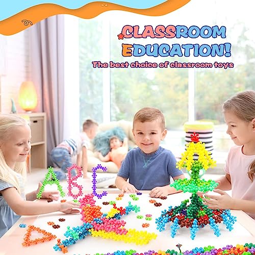 400PCS Building Toys Blocks for Kids Ages 2-8 STEM Toys Educational Interlocking Plastic Connect Block Snowflake Toys, Preschool Manipulatives Disc Sets Christmas Birthday Gift for Boys Girls Aged 2+ by Brociese