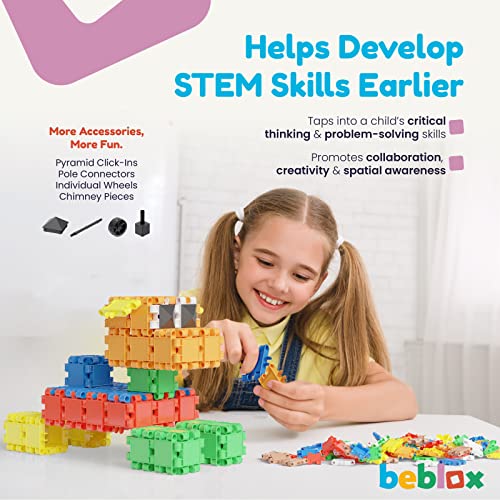 Beblox Building Toys For Kids 250-piece Set - Building Blocks Stem Toys With Accessories - Interlocking Connect Building Sets - Learning & Educational Toys For Boys & Girls Age 4-8 5 6 7 8-12 Year Old from beblox