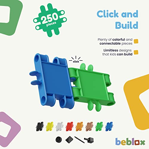 Beblox Building Toys For Kids 250-piece Set - Building Blocks Stem Toys With Accessories - Interlocking Connect Building Sets - Learning & Educational Toys For Boys & Girls Age 4-8 5 6 7 8-12 Year Old from beblox
