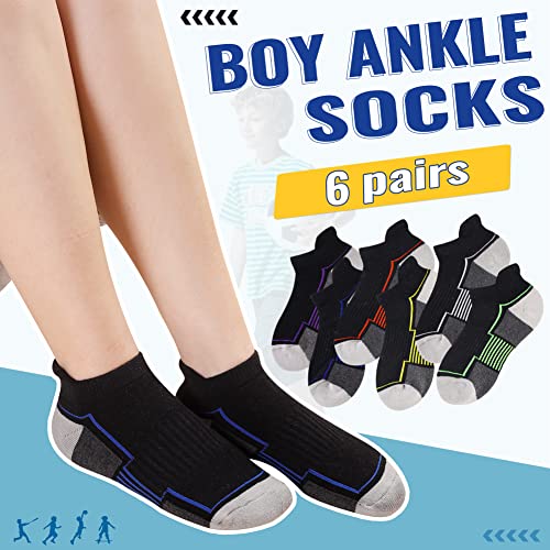 DoSmart Boys Socks 6 Pairs Sport Ankle Athletic Sock Kids Cotton Half Cushioned Low Cut Socks For Little Big Kids(Black Color,9-14 Years) by 
