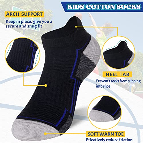 DoSmart Boys Socks 6 Pairs Sport Ankle Athletic Sock Kids Cotton Half Cushioned Low Cut Socks For Little Big Kids(Black Color,9-14 Years) by 