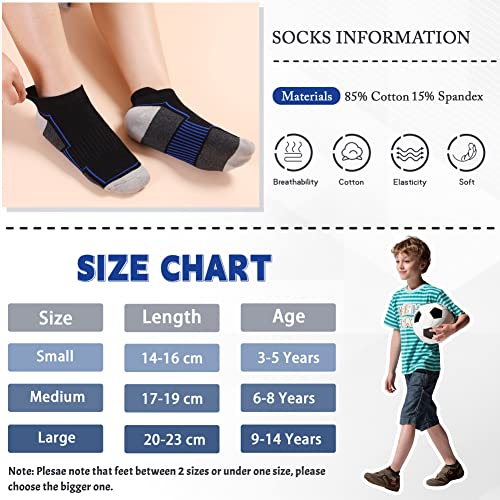 DoSmart Boys Socks 6 Pairs Sport Ankle Athletic Sock Kids Cotton Half Cushioned Low Cut Socks For Little Big Kids(Black Color,9-14 Years) by 