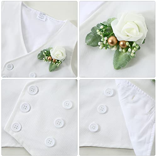YALLET Toddler Baby Boy Clothes Suit Gentleman Wedding Outfits, Formal Dress Shirt+Bowtie+Vest+Boutonniere+Suspender Pants by 