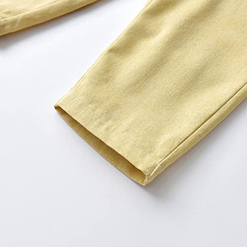 Baby Boy Casual Suit 2pcs Long Sleeve Clothes Set Bowtie Overall Suspender Pocket Button Formal Suits for Wedding Party Yellow by Generic
