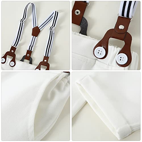YALLET Toddler Baby Boy Clothes Suit Gentleman Wedding Outfits, Formal Dress Shirt+Bowtie+Vest+Boutonniere+Suspender Pants by 