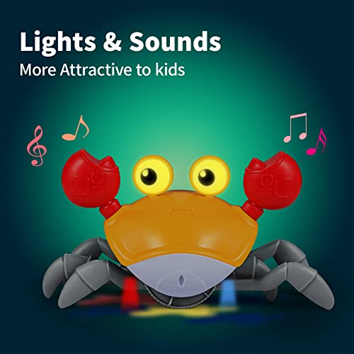 Aprilwolf Escape Crawling Crab, Tummy Time Baby Toys, Sensing Interactive Walking Dancing Toy with Music Sounds & Lights, Infant Fun Birthday Gift Toddler Boy Girl (Cute Orange) from Aprilwolf creation