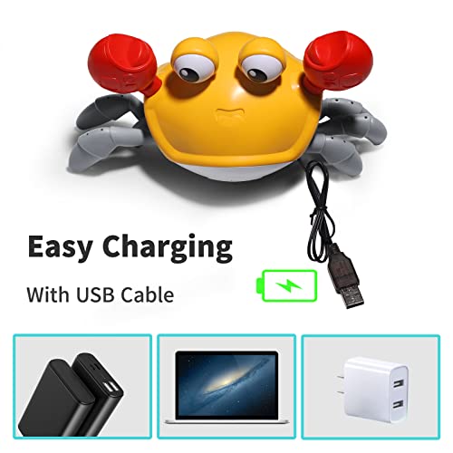 Aprilwolf Escape Crawling Crab, Tummy Time Baby Toys, Sensing Interactive Walking Dancing Toy with Music Sounds & Lights, Infant Fun Birthday Gift Toddler Boy Girl (Cute Orange) from Aprilwolf creation