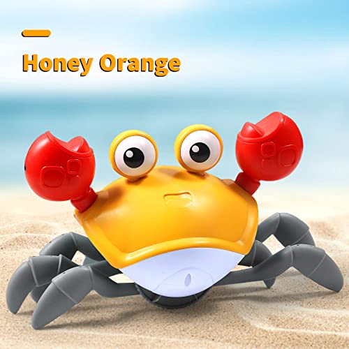 Aprilwolf Escape Crawling Crab, Tummy Time Baby Toys, Sensing Interactive Walking Dancing Toy with Music Sounds & Lights, Infant Fun Birthday Gift Toddler Boy Girl (Cute Orange) from Aprilwolf creation