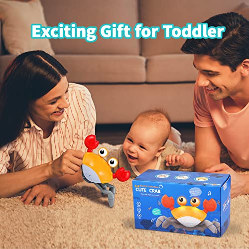 Aprilwolf Escape Crawling Crab, Tummy Time Baby Toys, Sensing Interactive Walking Dancing Toy with Music Sounds & Lights, Infant Fun Birthday Gift Toddler Boy Girl (Cute Orange) from Aprilwolf creation