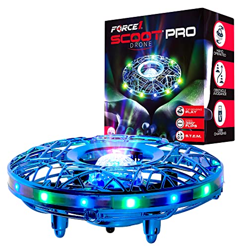 Force1 Scoot Pro Hand Operated Drone for Kids Adults - 360 Induction Hands Free Motion Sensors Mini Drone with Bright LED Projection, Easy Indoor Small UFO Toy Flying Ball Drone Toy for Boys and Girls by 