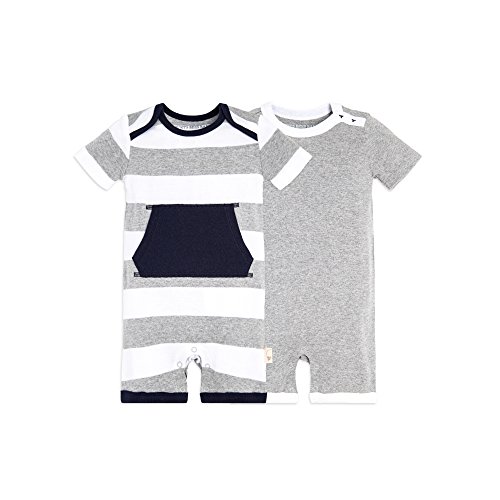 Burt's Bees Baby Baby Boys' Short Sleeve Rompers 2-pack, 100% Organic Cotton One-piece Coverall and Toddler Layette Set, Heather Grey Pocket, 18 Months US from Burt's Bees Children's Apparel