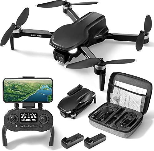 HYG Toys GPS 4K Drone with Camera for Adults, Brushless Motor, Circle Fly, Waypoint Fly, Altitude Hold, With 2 Battery 50 Mins Long Flight, and Outdoor Carrying Case (Black) by HYG Toys