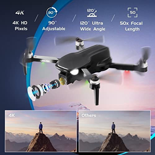 HYG Toys GPS 4K Drone with Camera for Adults, Brushless Motor, Circle Fly, Waypoint Fly, Altitude Hold, With 2 Battery 50 Mins Long Flight, and Outdoor Carrying Case (Black) by HYG Toys