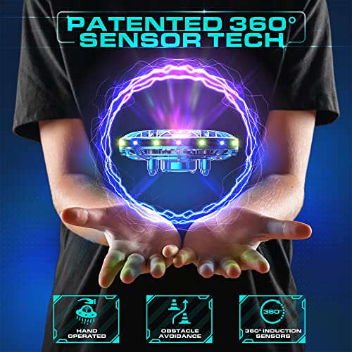 Force1 Scoot Pro Hand Operated Drone for Kids Adults - 360 Induction Hands Free Motion Sensors Mini Drone with Bright LED Projection, Easy Indoor Small UFO Toy Flying Ball Drone Toy for Boys and Girls by 