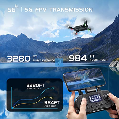 HYG Toys GPS 4K Drone with Camera for Adults, Brushless Motor, Circle Fly, Waypoint Fly, Altitude Hold, With 2 Battery 50 Mins Long Flight, and Outdoor Carrying Case (Black) by HYG Toys