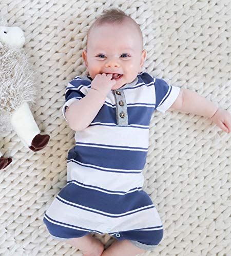 Burt's Bees Baby Baby Boys' Short Sleeve Rompers 2-pack, 100% Organic Cotton One-piece Coverall and Toddler Layette Set, Heather Grey Pocket, 18 Months US from Burt's Bees Children's Apparel